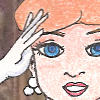 Cinderella's reference image was also in black and white, but I figured since I was changing the motif anyway (both because I'm lazy, and because I wanted to incorporate some of her winged friends in there) I'd keep the main dress white, and stick with pastels.  The hardest part for me to draw was her eyes; Cinderella actually has very distinct and expressive eyes, but I did the best I could.